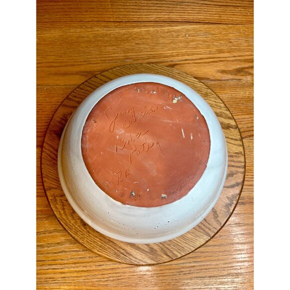 Bybee Pottery KY Christmas Poinsettia Flower Pink White Spongeware Mixing Bowl - Picture 15 of 16